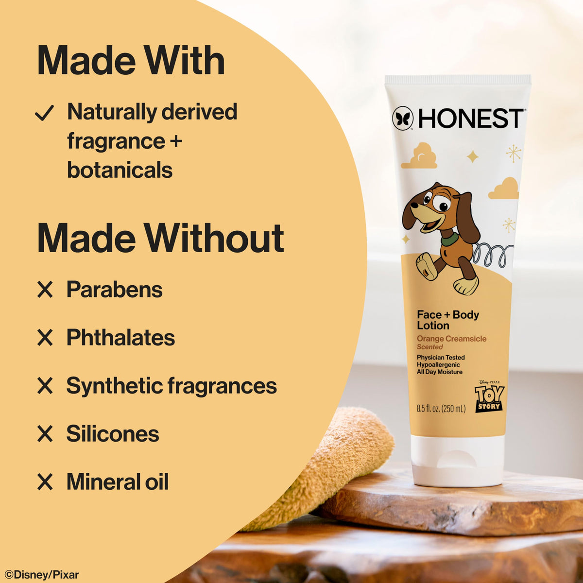 The Honest Company being applied to a child’s arm, hydrating and soothing skin quickly