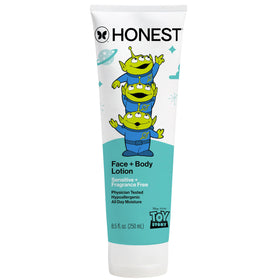 The Honest Company front bottle with Toy Story design showing family-friendly packaging and hydration benefit