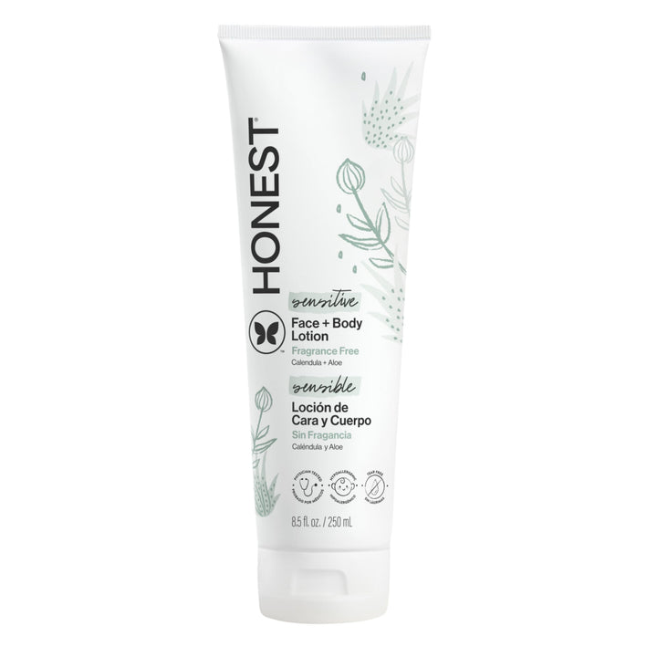 The Honest Company front bottle showing fragrance-free packaging and gentle hydration