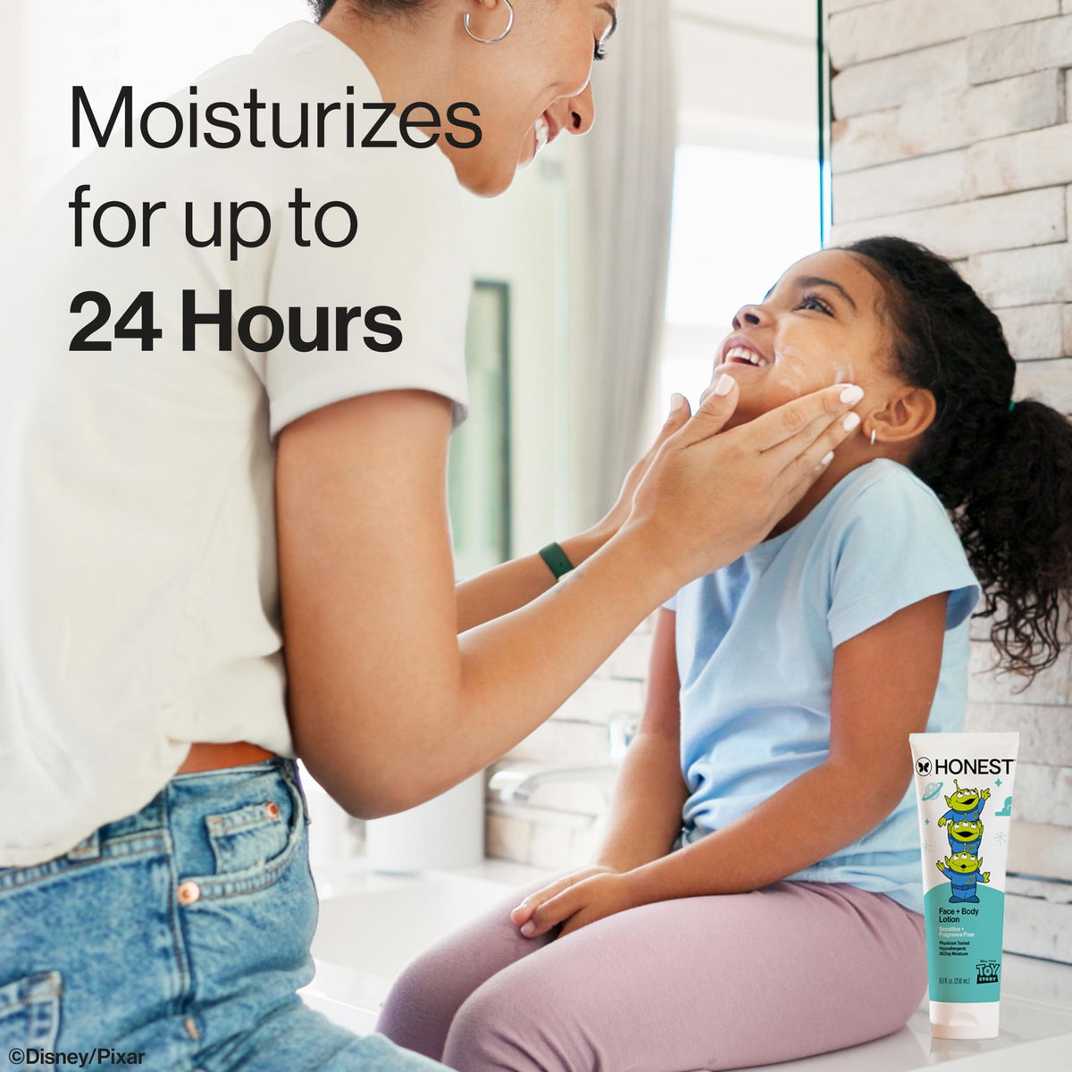 Apply The Honest Company lotion to hand demonstrating moisturizing effect for dry spots