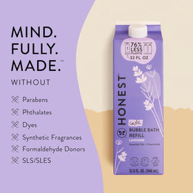 Refill carton beside original bottle for scale showing The Honest Company value benefit