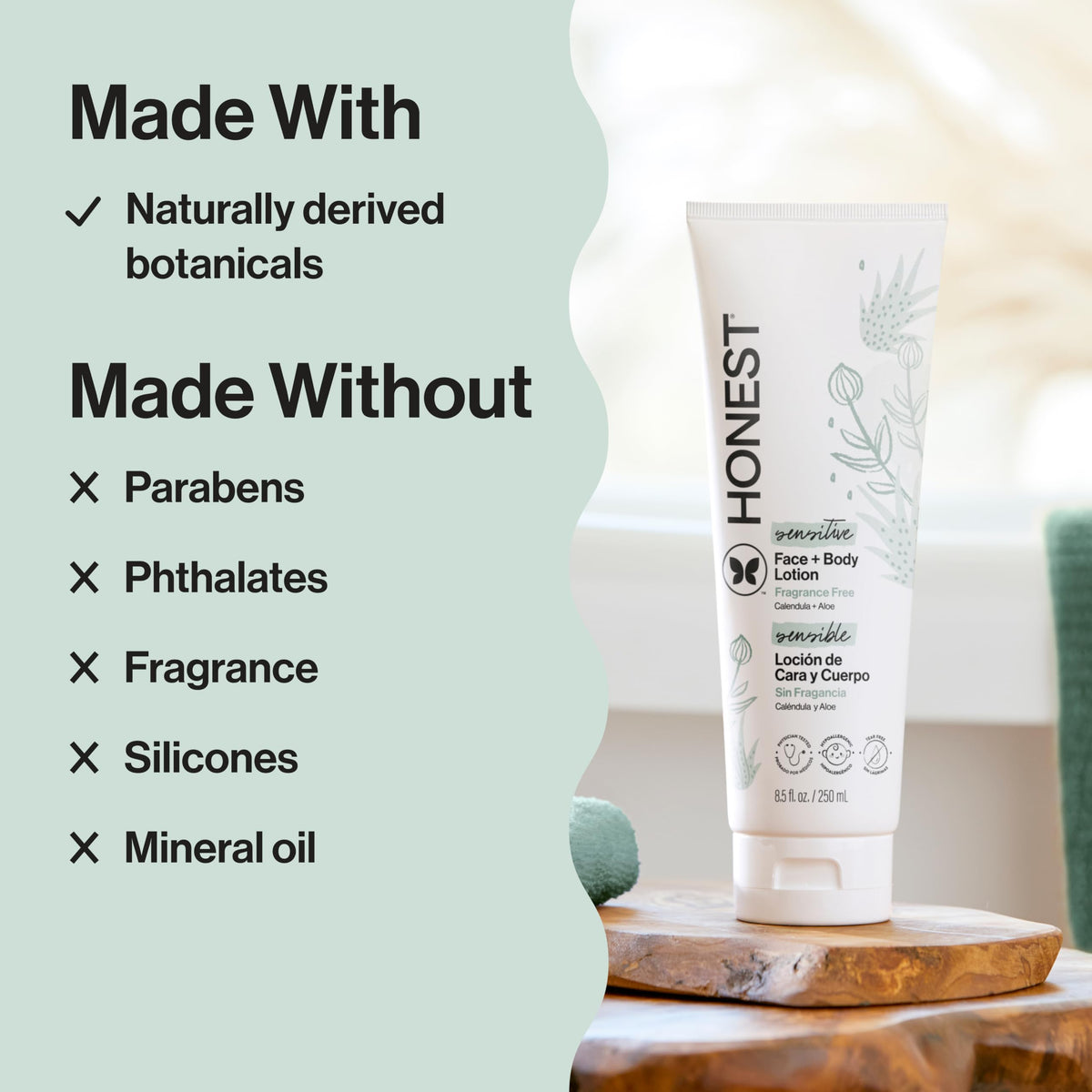 The Honest Company lotion texture on hand absorbing quickly for non-greasy feel