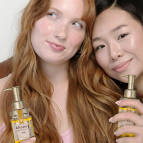&honey applied to damp hair before and after, improves shine and frizz control