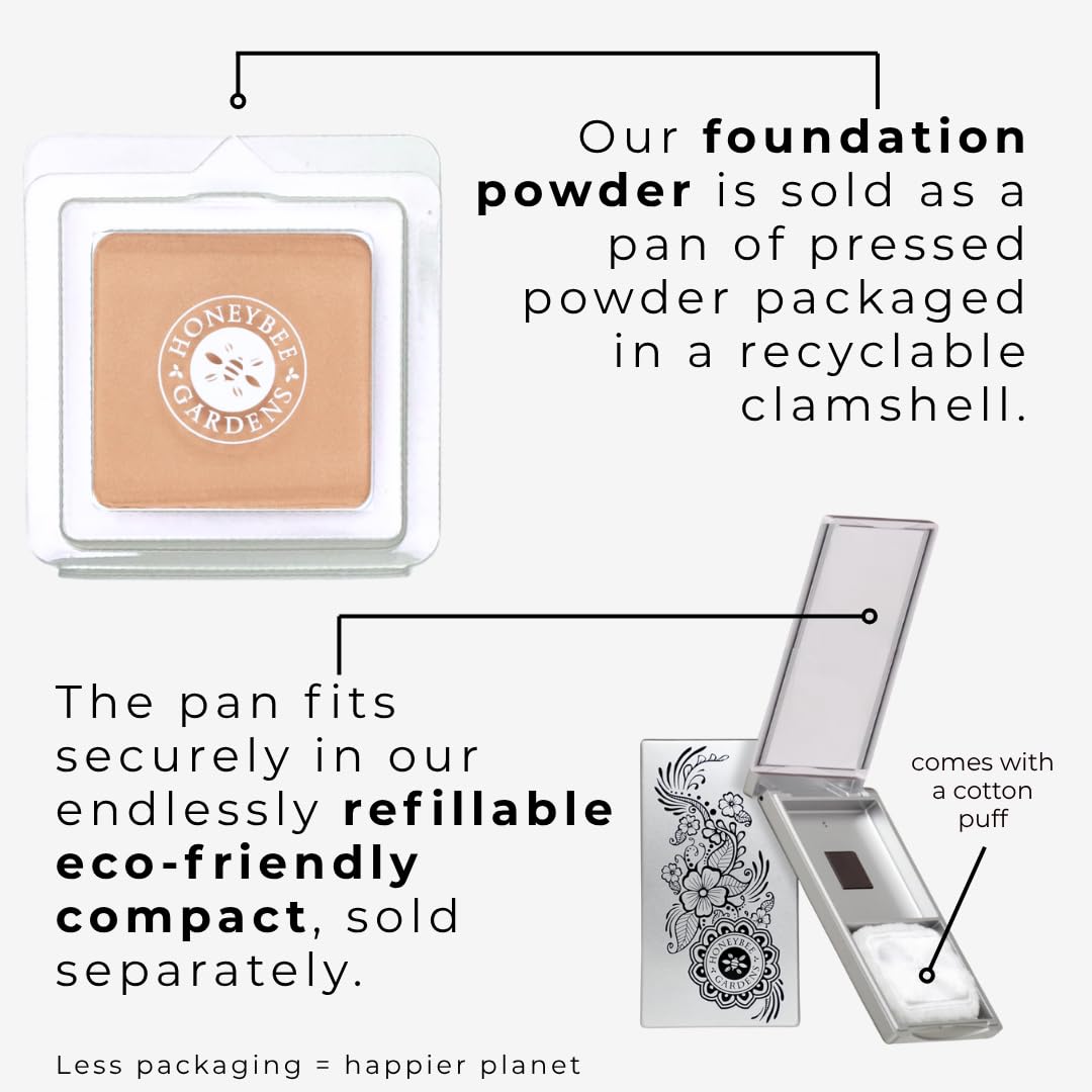 Honeybee Gardens brush applying powder showing smooth blend and even finish