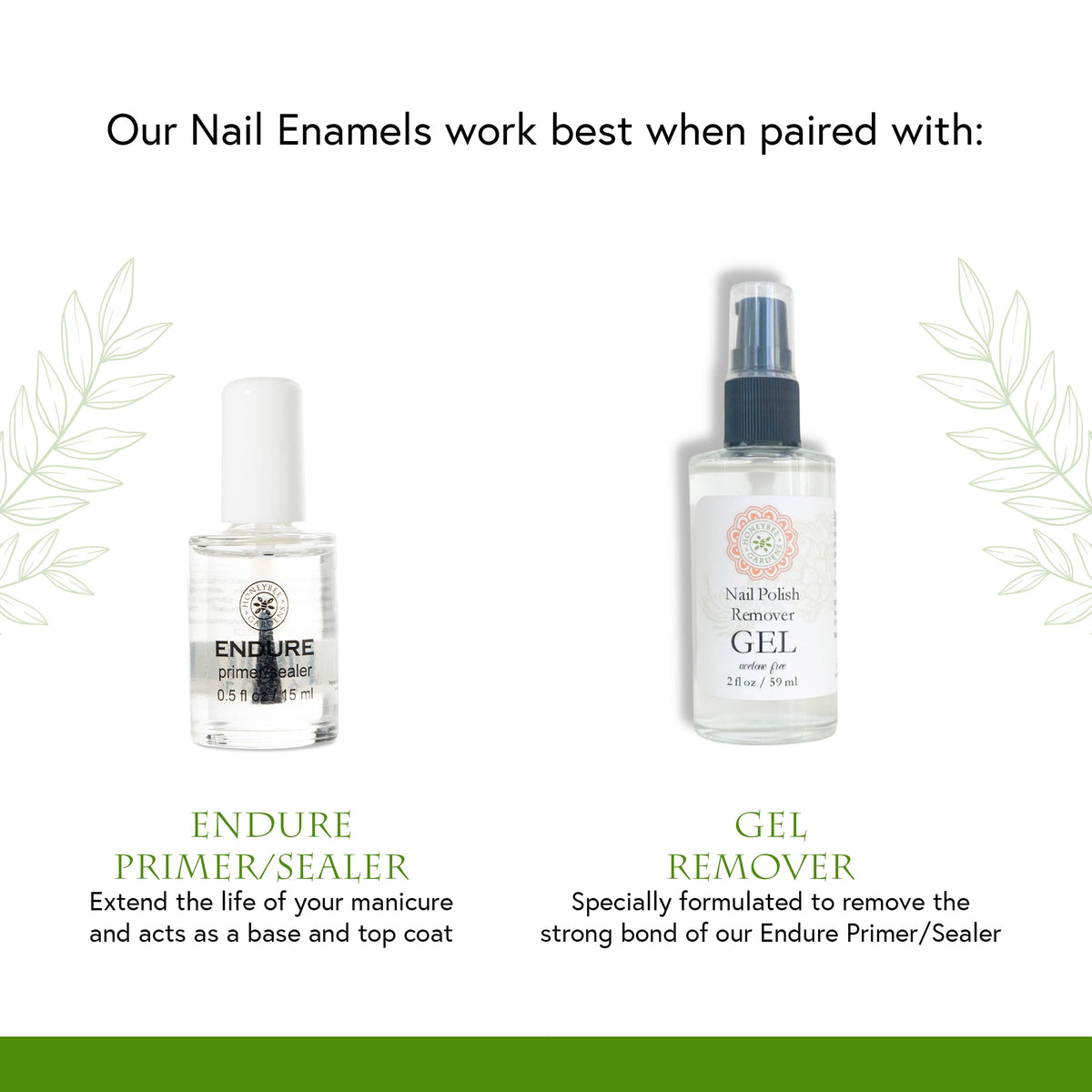 Honeybee Gardens clear polish on nails providing natural shine and clean look