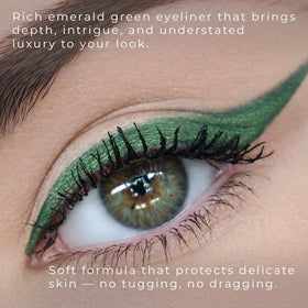 Honeybee Gardens swatches on arm showing rich matte emerald payoff and color payoff