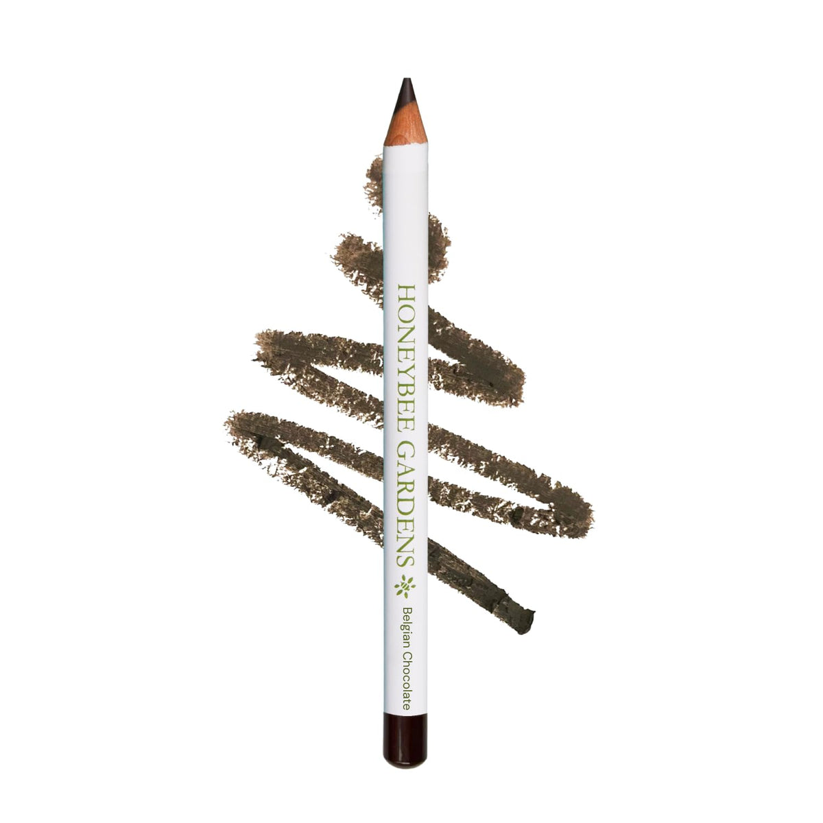 Honeybee Gardens front view pen showing full Belgian Chocolate Brown eyeliner for precise definition