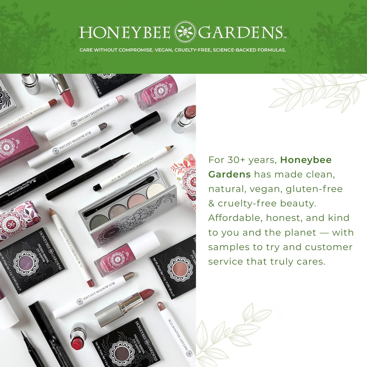 Honeybee Gardens pencil inside a makeup bag illustrating travel-friendly benefit