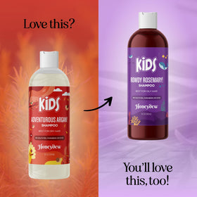 HONEYDEW child having hair washed showing calming, non-irritating formula