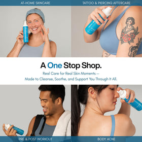 Honeydew Labs cleansing mist applied to fresh tattoo for gentle aftercare benefit