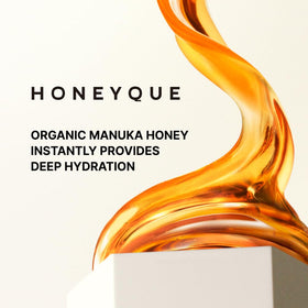 HONEYQUE bottle back label displaying ingredients information