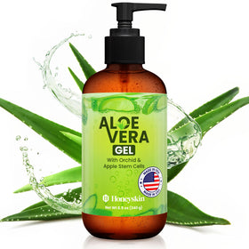 Honeyskin front packaging showing 8 fl oz bottle and clear gel for instant cooling
