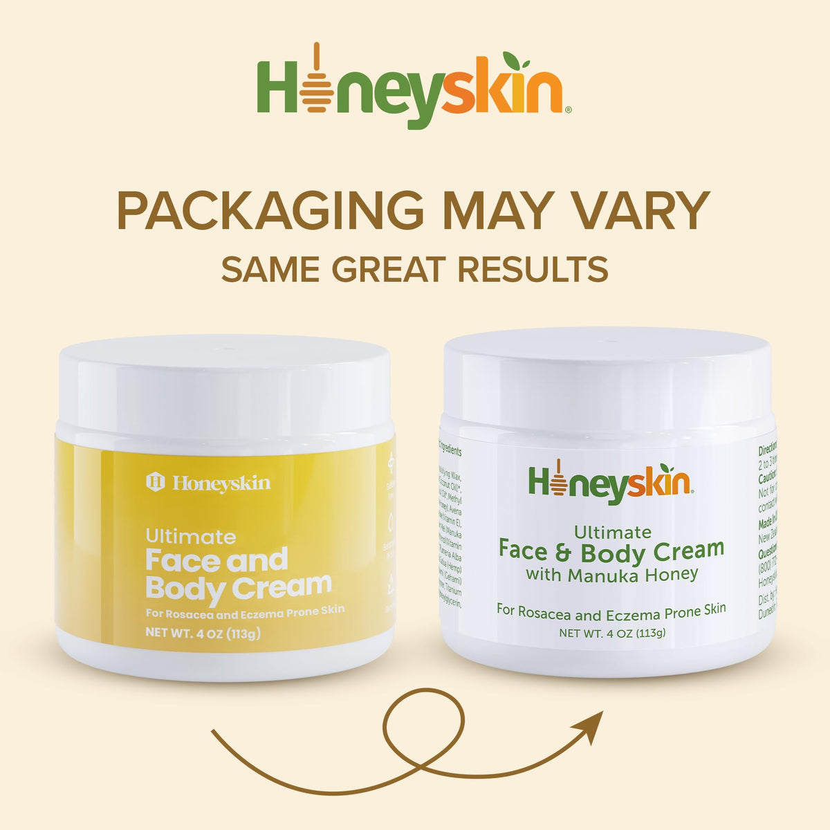 Honeyskin manuka honey pot with botanicals emphasizing natural ingredient benefits