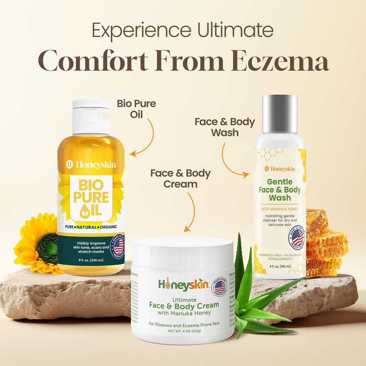 Honeyskin jar on bathroom shelf lifestyle scene promoting daily skincare ritual
