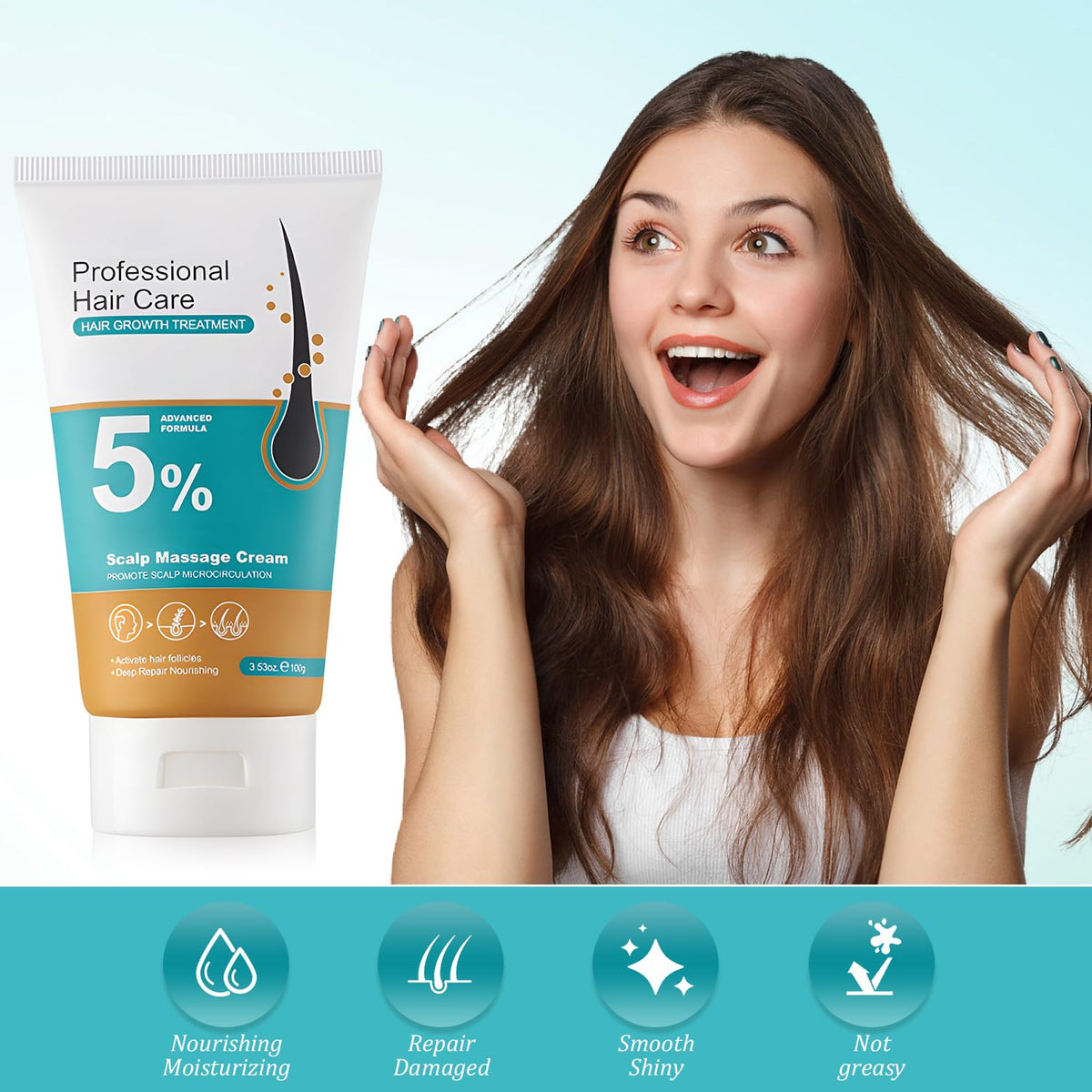 HONGYUNDA rosemary and biotin ingredient display highlighting scalp nourishment