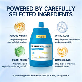 HONLINK peptide keratin ingredient close-up conveying repair benefits
