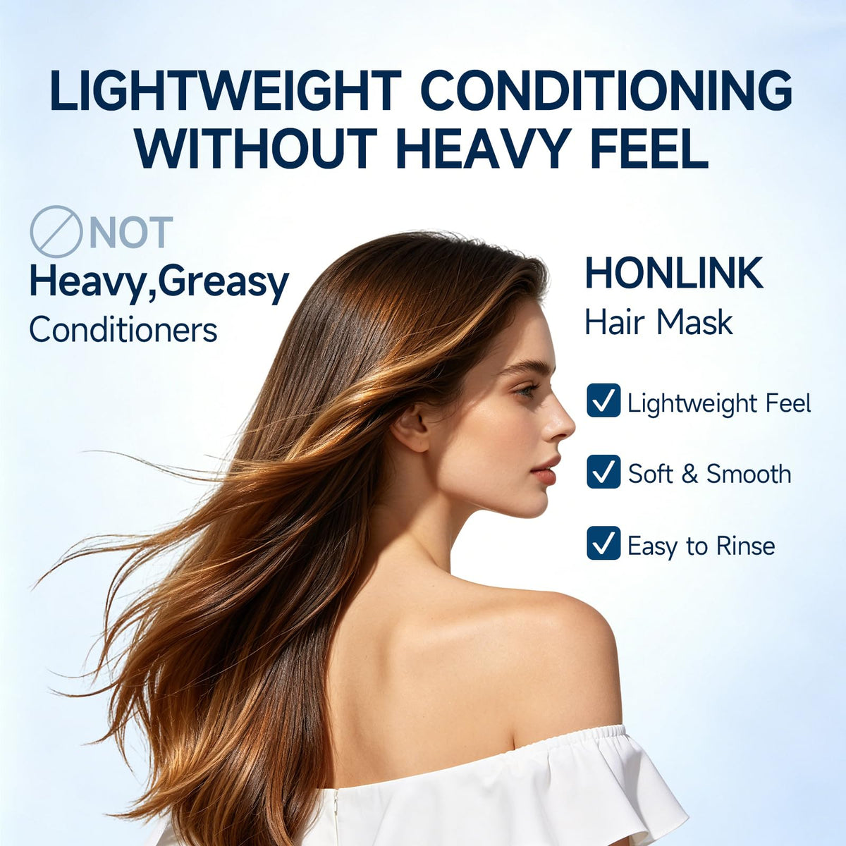 HONLINK conditioner being applied in shower for quicker detangling benefit