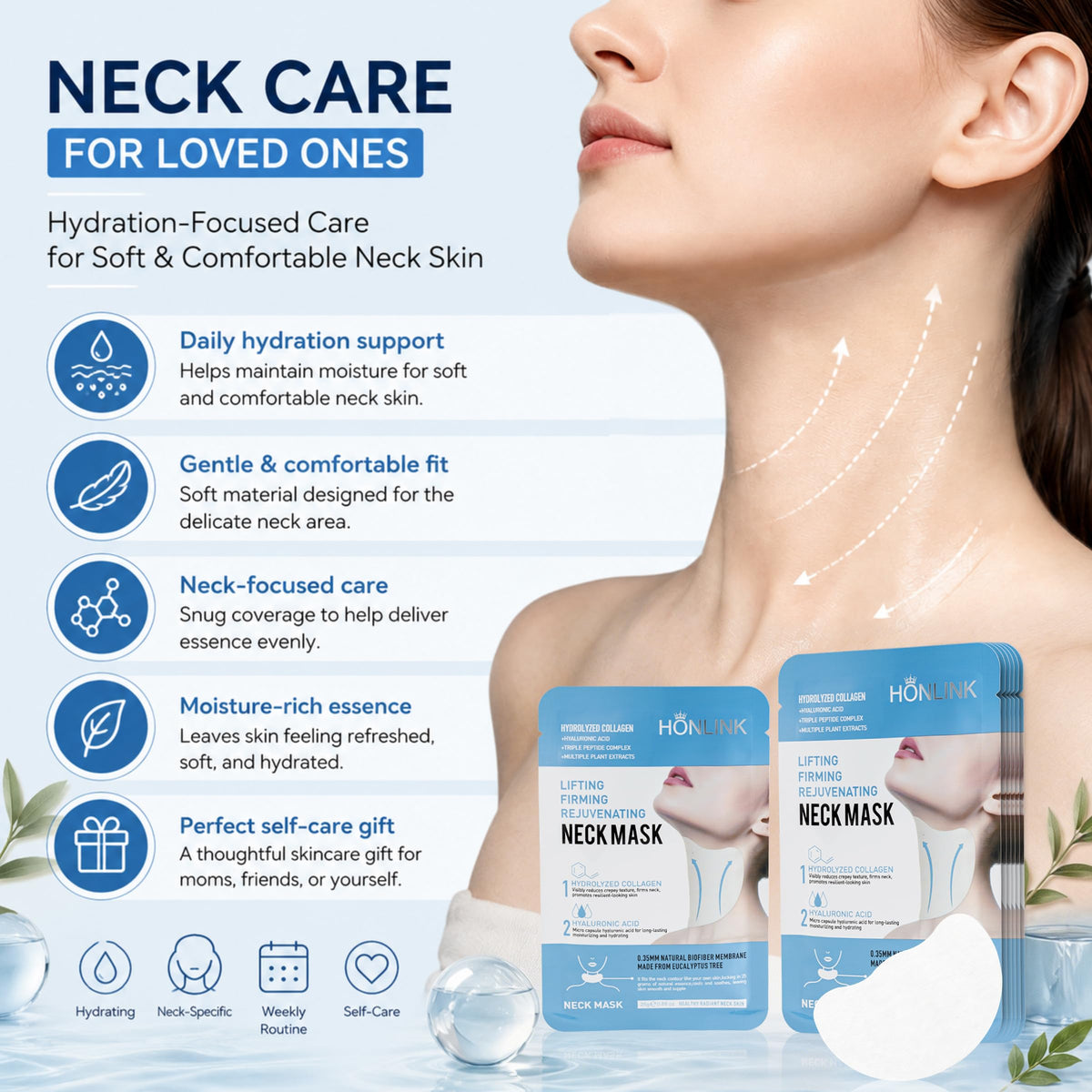 HONLINK single unwrapped neck mask laid flat showing fit and coverage