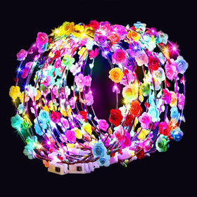 HONLYNE front view flower crown showing full LED floral arrangement and instant impact