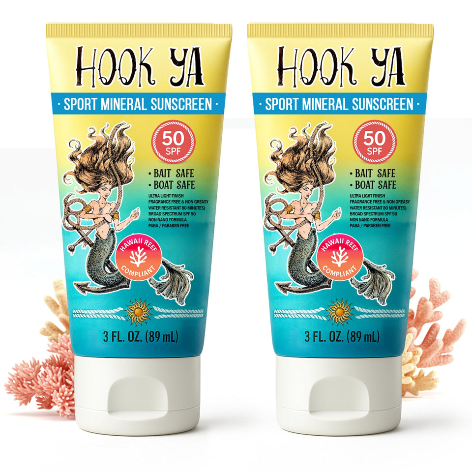 Hook'Ya front packaging showing two 3oz tubes and compact travel benefit
