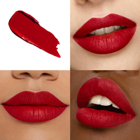 HOOMUSS swatch on skin displays true-red pigment and full coverage