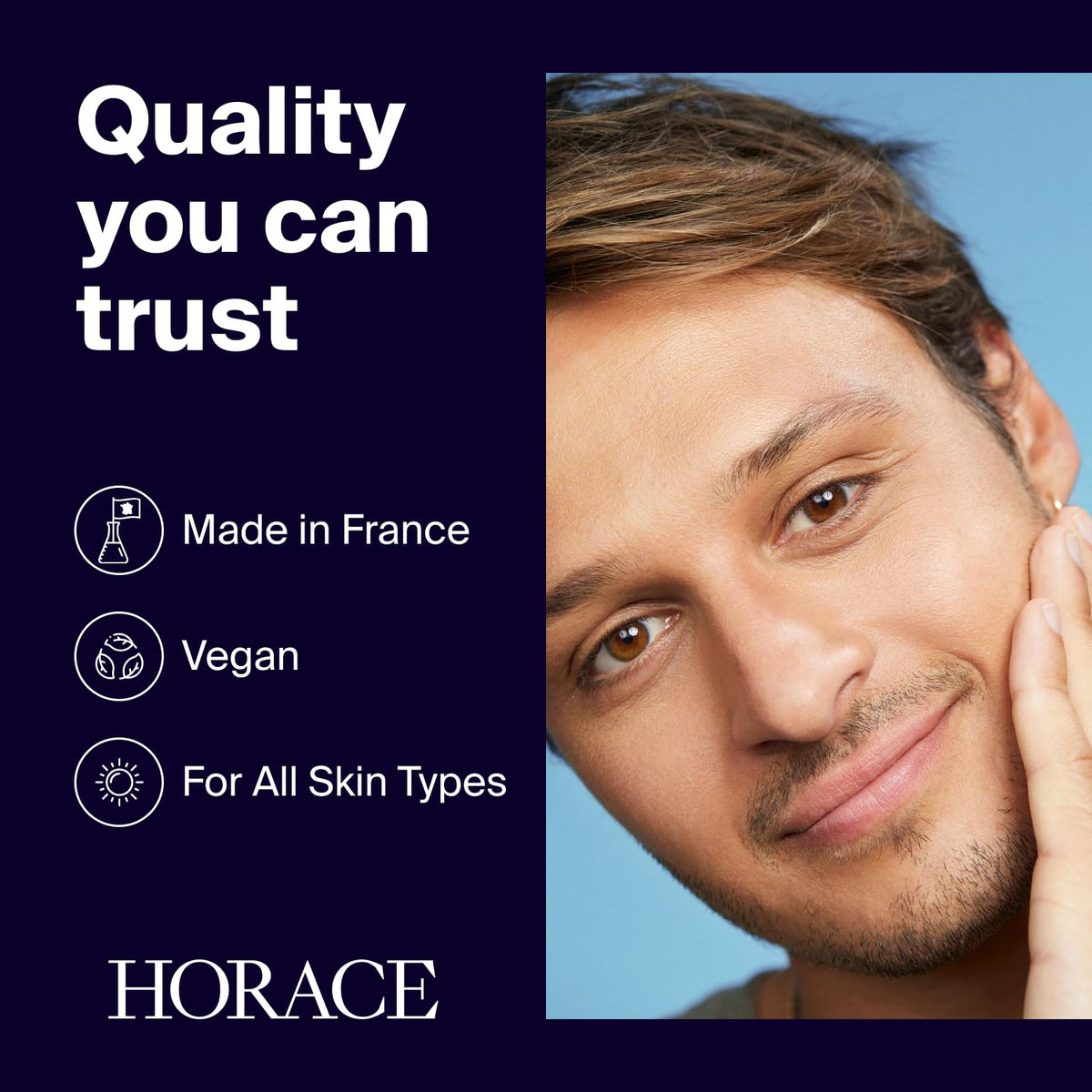 HORACE bottle with aloe vera and glycerine highlighting soothing hydration