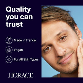 HORACE bottle with aloe vera and glycerine highlighting soothing hydration