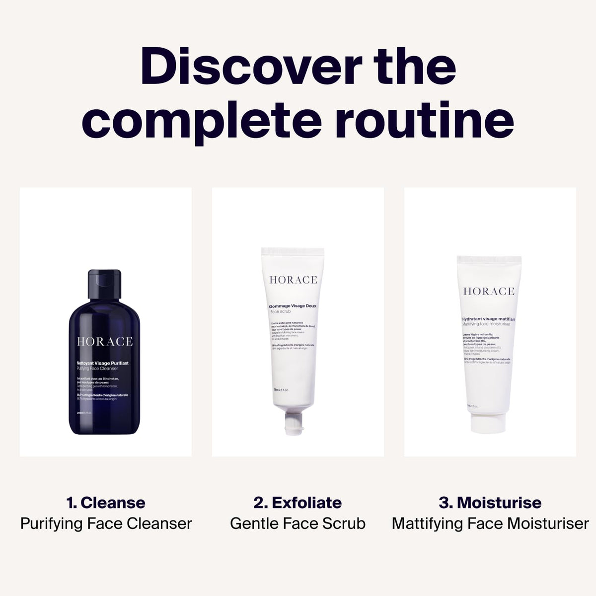 HORACE being used by man in morning routine for refreshed complexion