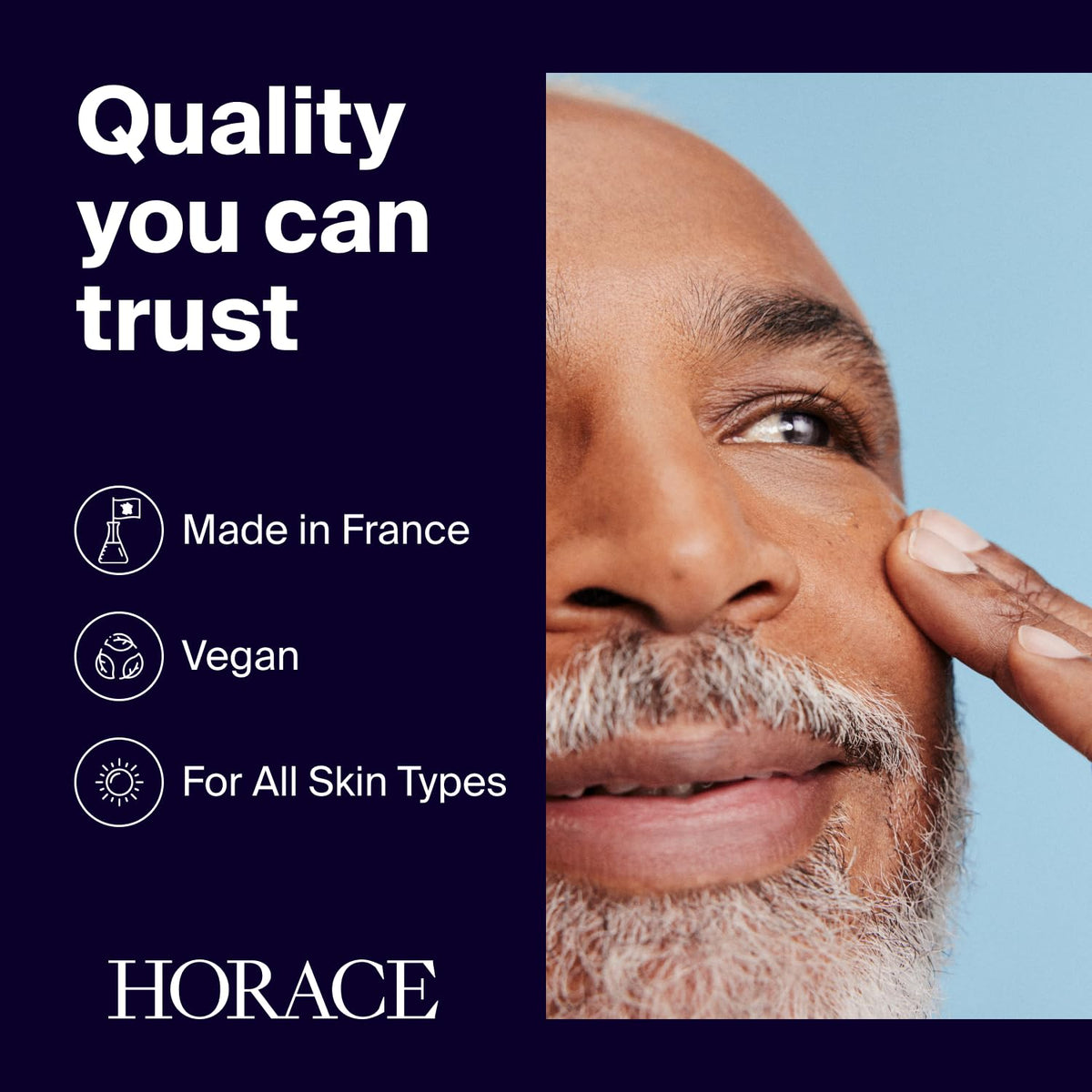 HORACE ingredient label highlighting vitamin C and glycolic acid for visible-active clarity