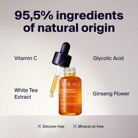 HORACE close-up texture drop showing lightweight absorbent serum for fast absorption