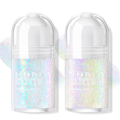 HOSAILY front packaging showing two roll-on glitter bottles for travel-ready sparkle