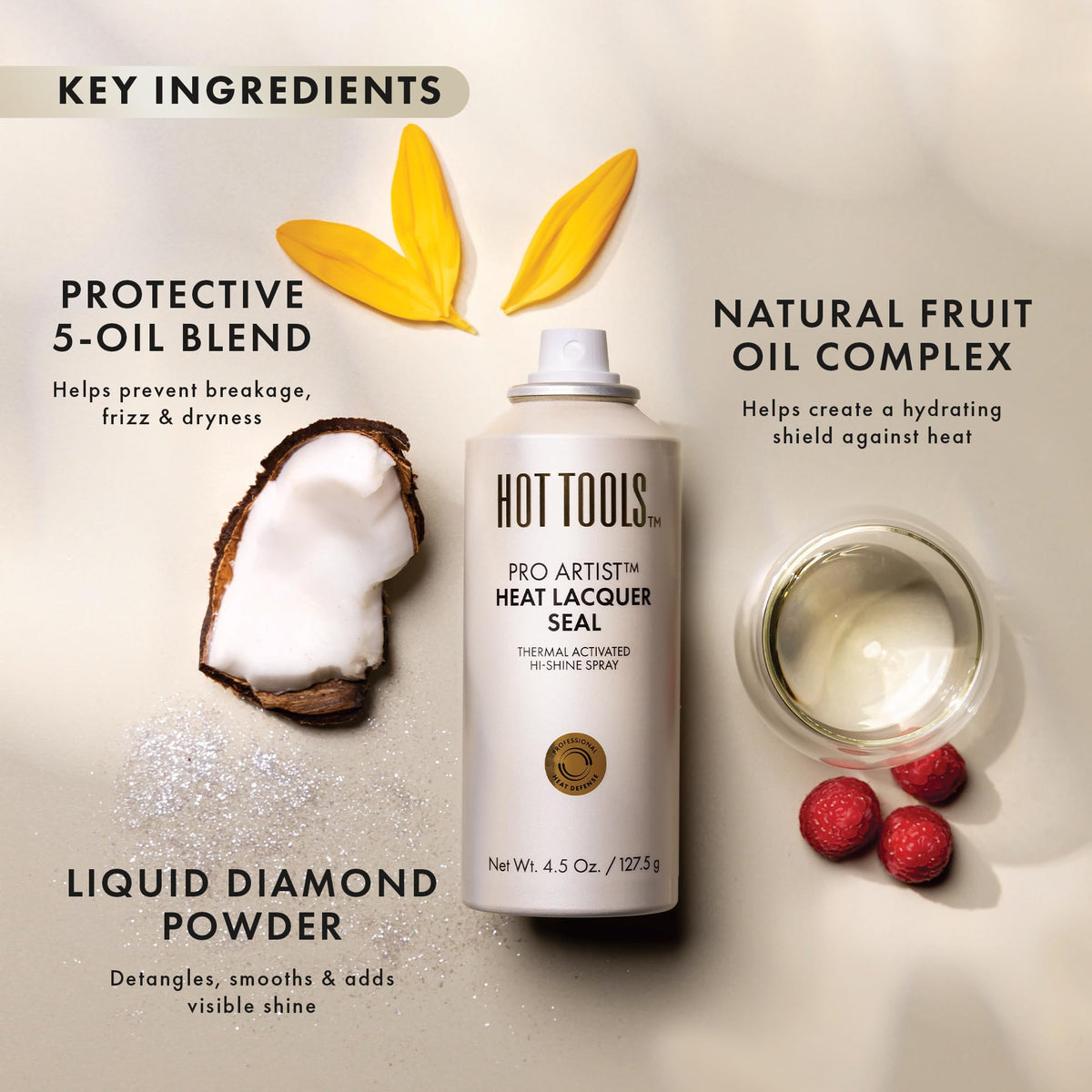 HOT TOOLS spray in use while styling hair for instant shine