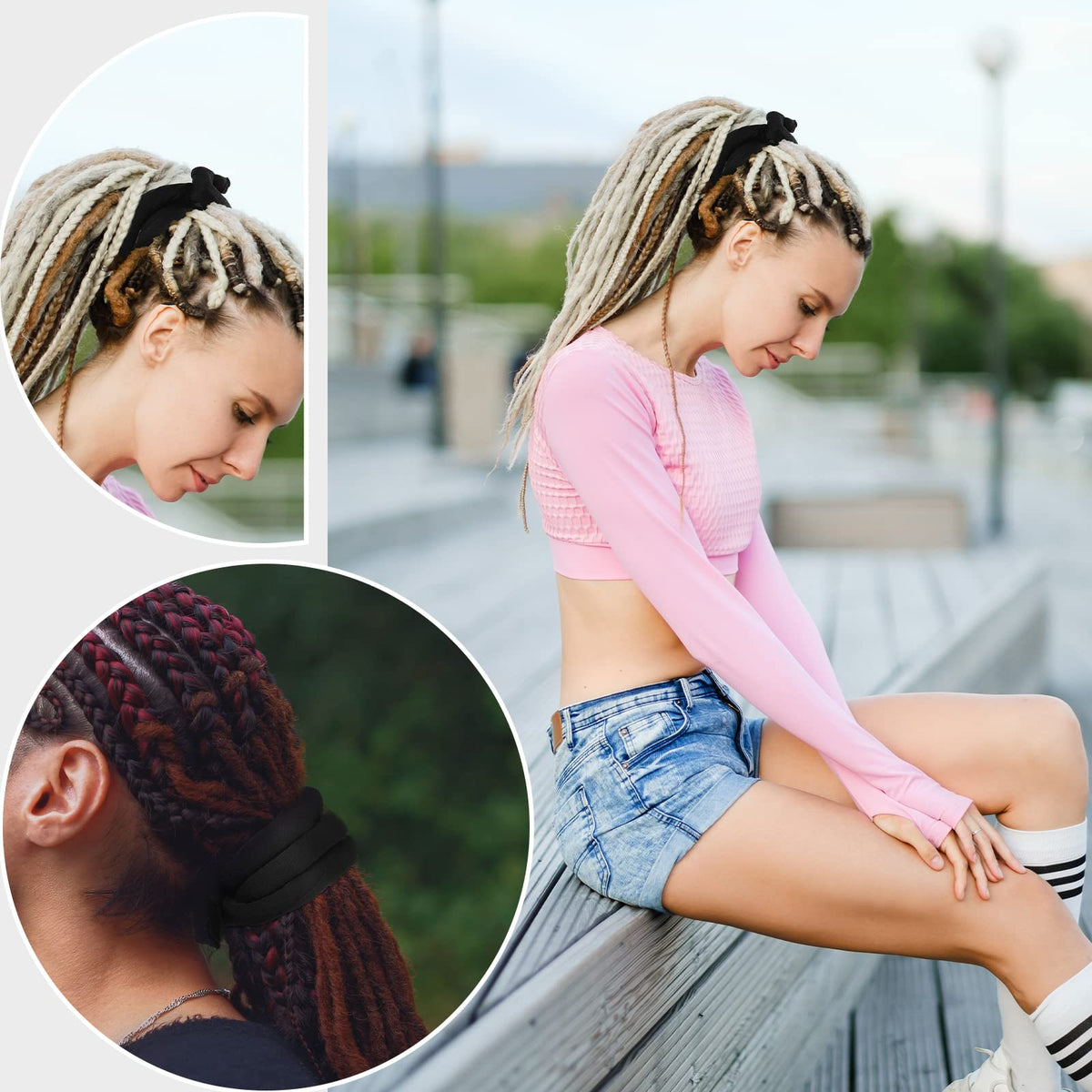 Hoteam tie twisted into a bun to show flexible shaping and neat finish