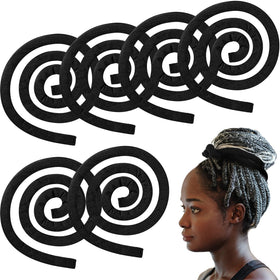Hoteam front view of six black spiral lock hair ties showing pack and sleek profile