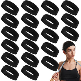 Hotop front view of 20 black headbands showing tidy bulk and versatile color benefit