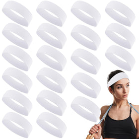 Hotop front view of 20 white headbands showing bulk value and clean style