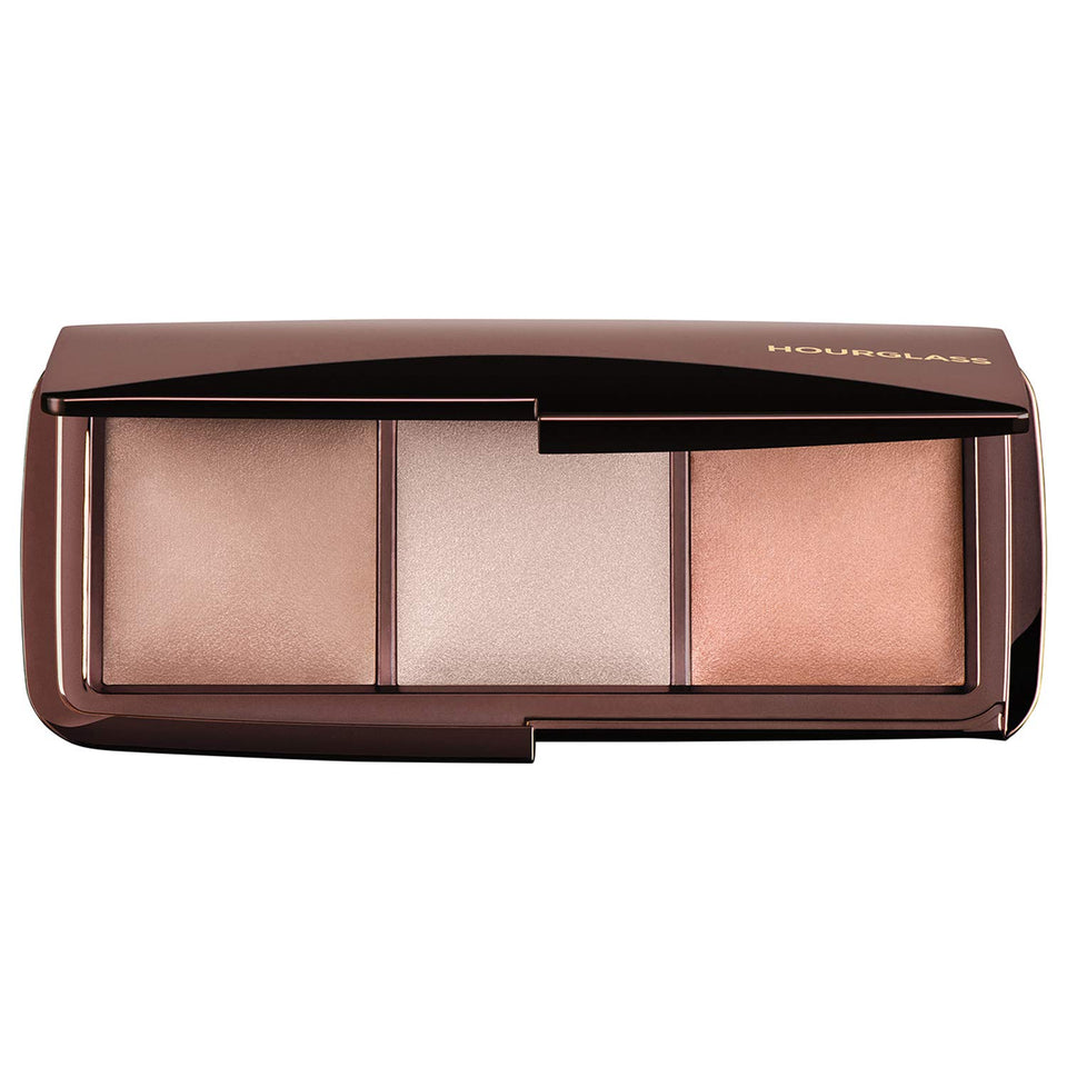 HOURGLASS palette front view open showing three shades and compact benefit soft glow