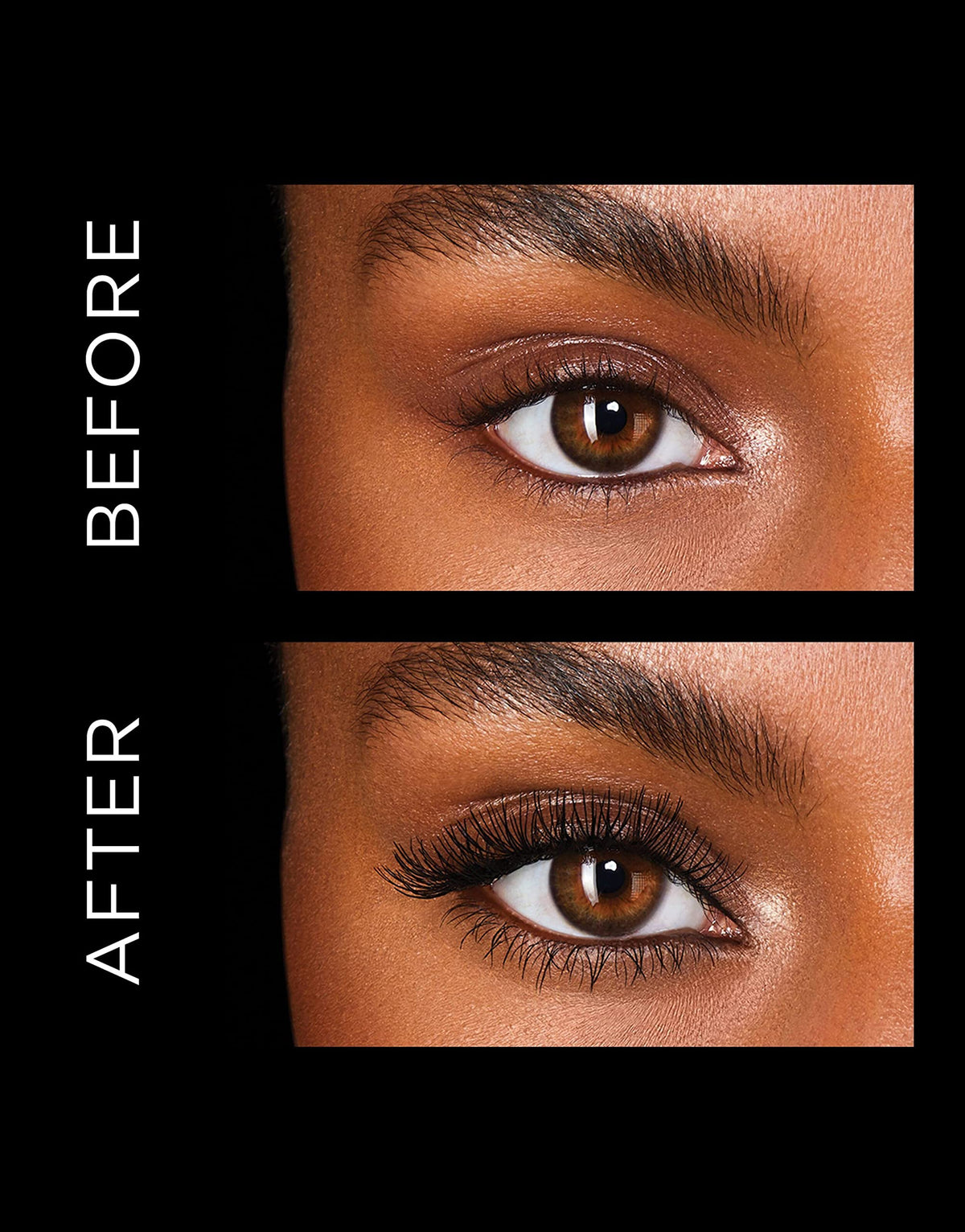 HOURGLASS mascara applied on model eye giving dramatic length and lifted definition