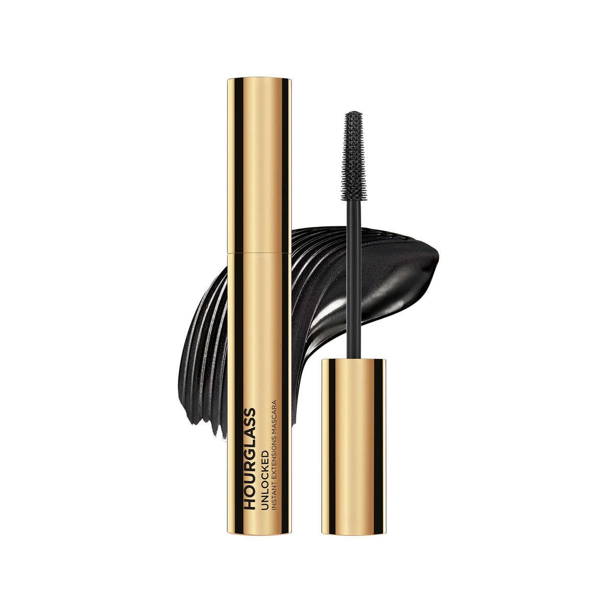 HOURGLASS front packaging showing sleek mascara tube and branding benefit: premium look