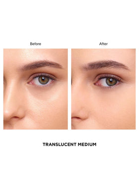 HOURGLASS powder applied on skin showing matte finish and pore-blurring benefit