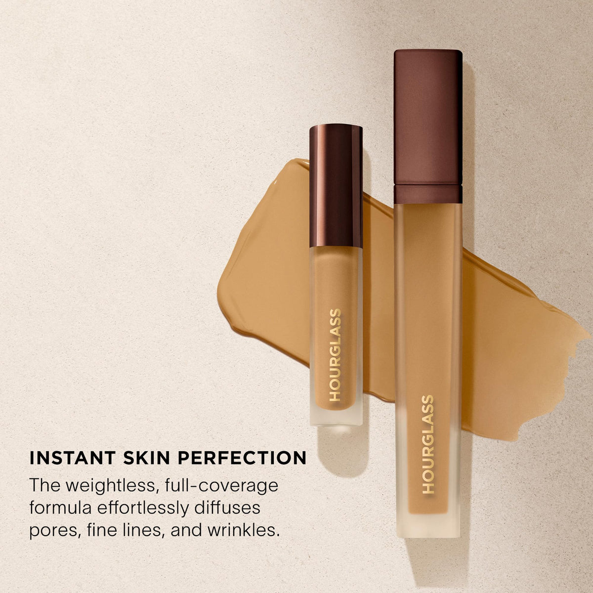 HOURGLASS concealer next to coin for size scale, travel-friendly and compact