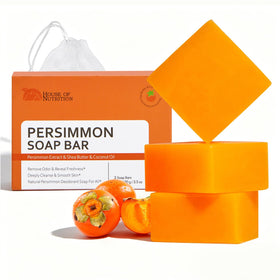 House of Nutrition persimmon soap front packaging showing three bars and benefits