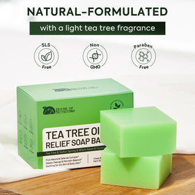 House of Nutrition ingredient label closeup emphasizing tea tree oil benefit