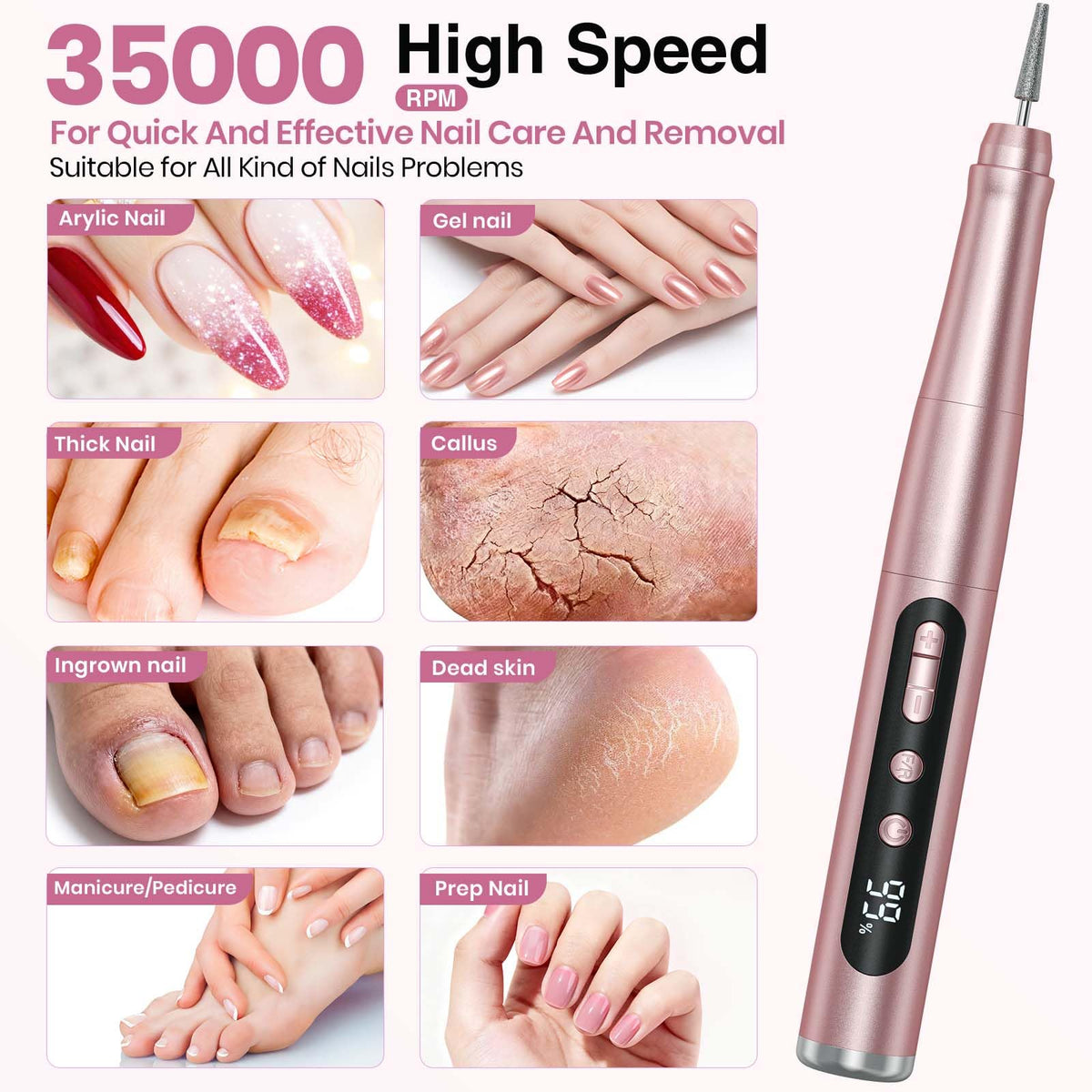 Hoxida in use during pedicure showing effective callus and thick nail care