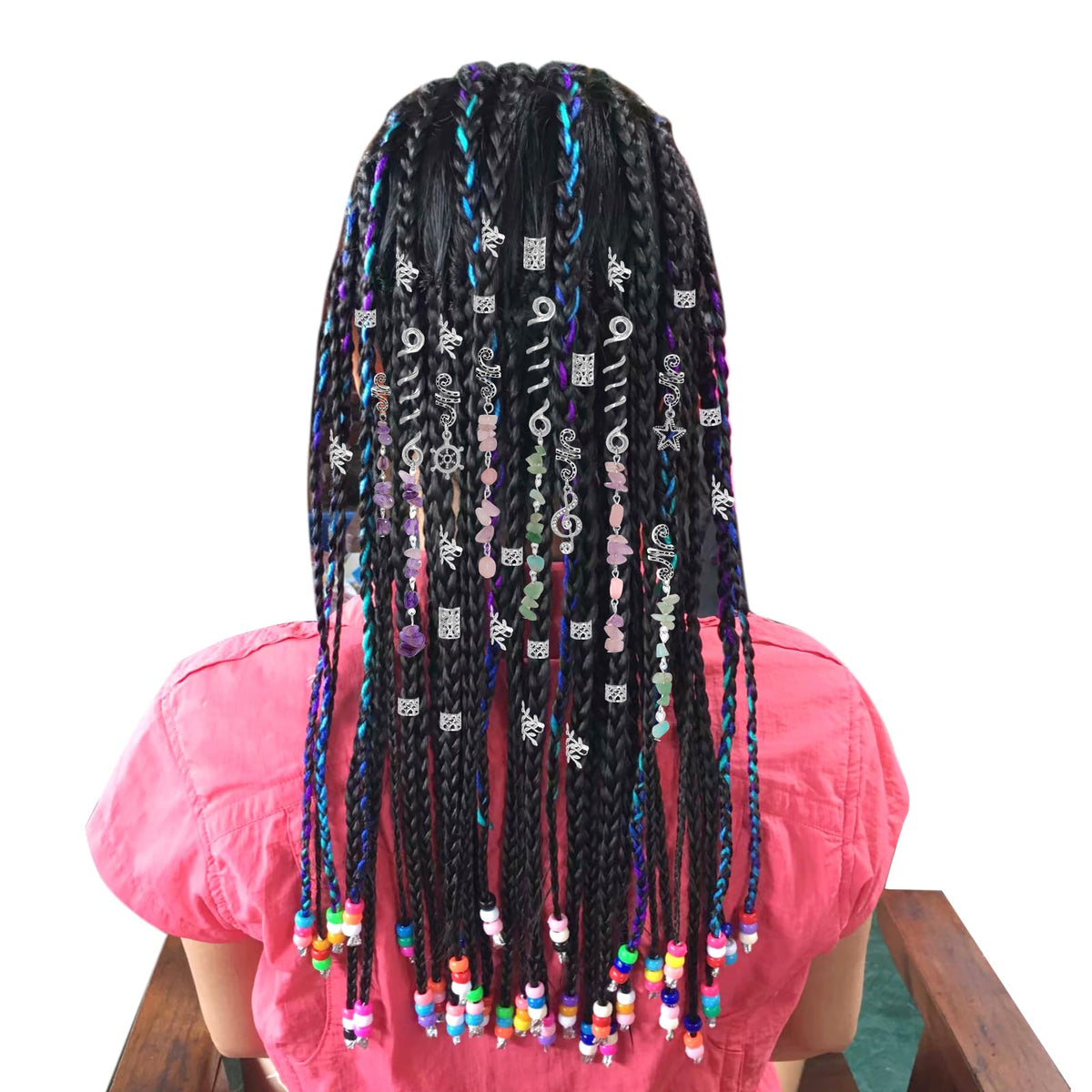 hoyuwak in hair lifestyle model wearing crystals and cuffs for festival-ready look