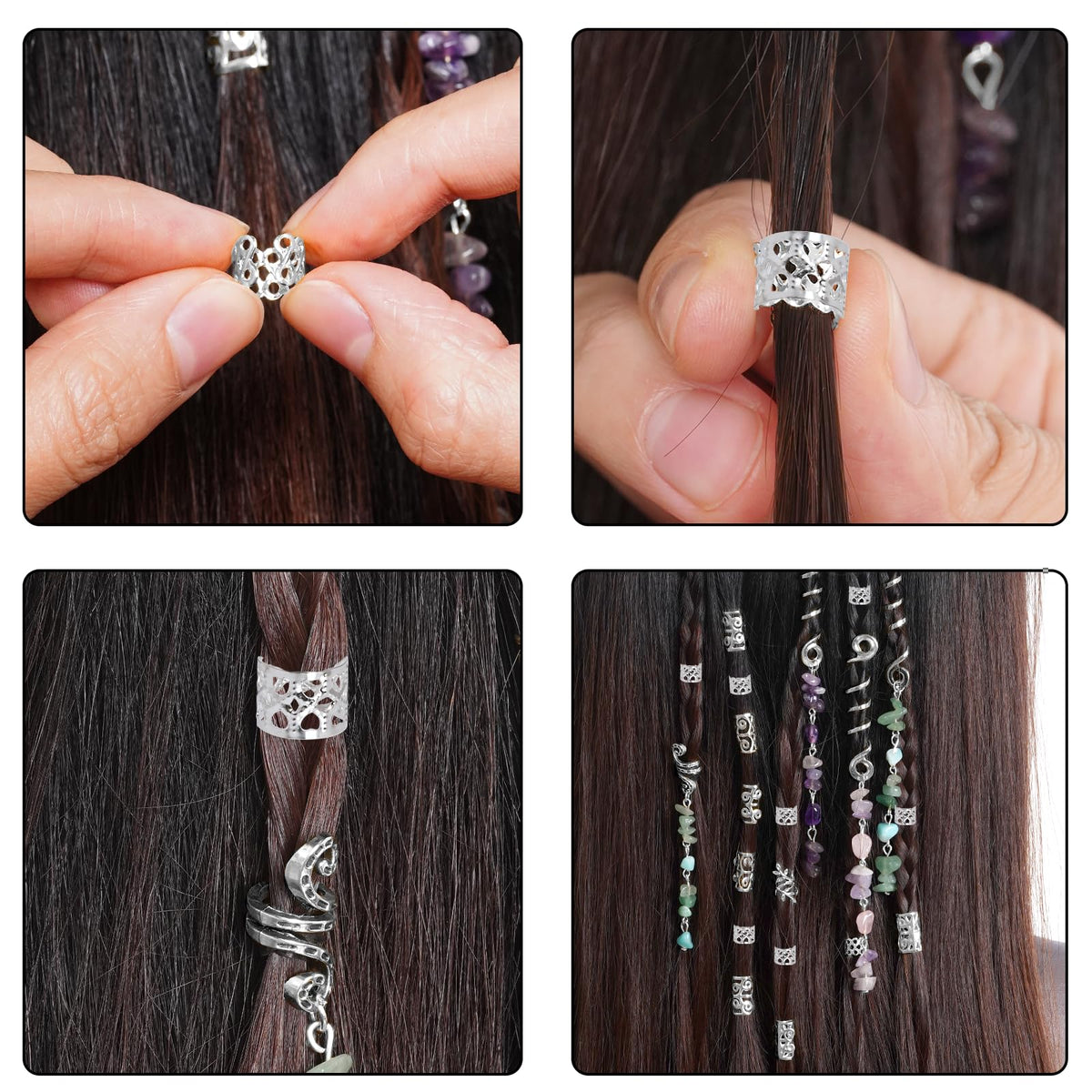 hoyuwak tool and scale beading needle beside charms to show size and ease