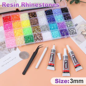 HRLbrc close-up of 3mm resin stones showing sparkle and durable AB coating