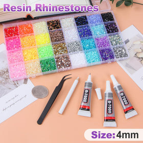 HRLbrc close-up on 4mm resin rhinestones highlighting chip-resistant shine and vibrant color