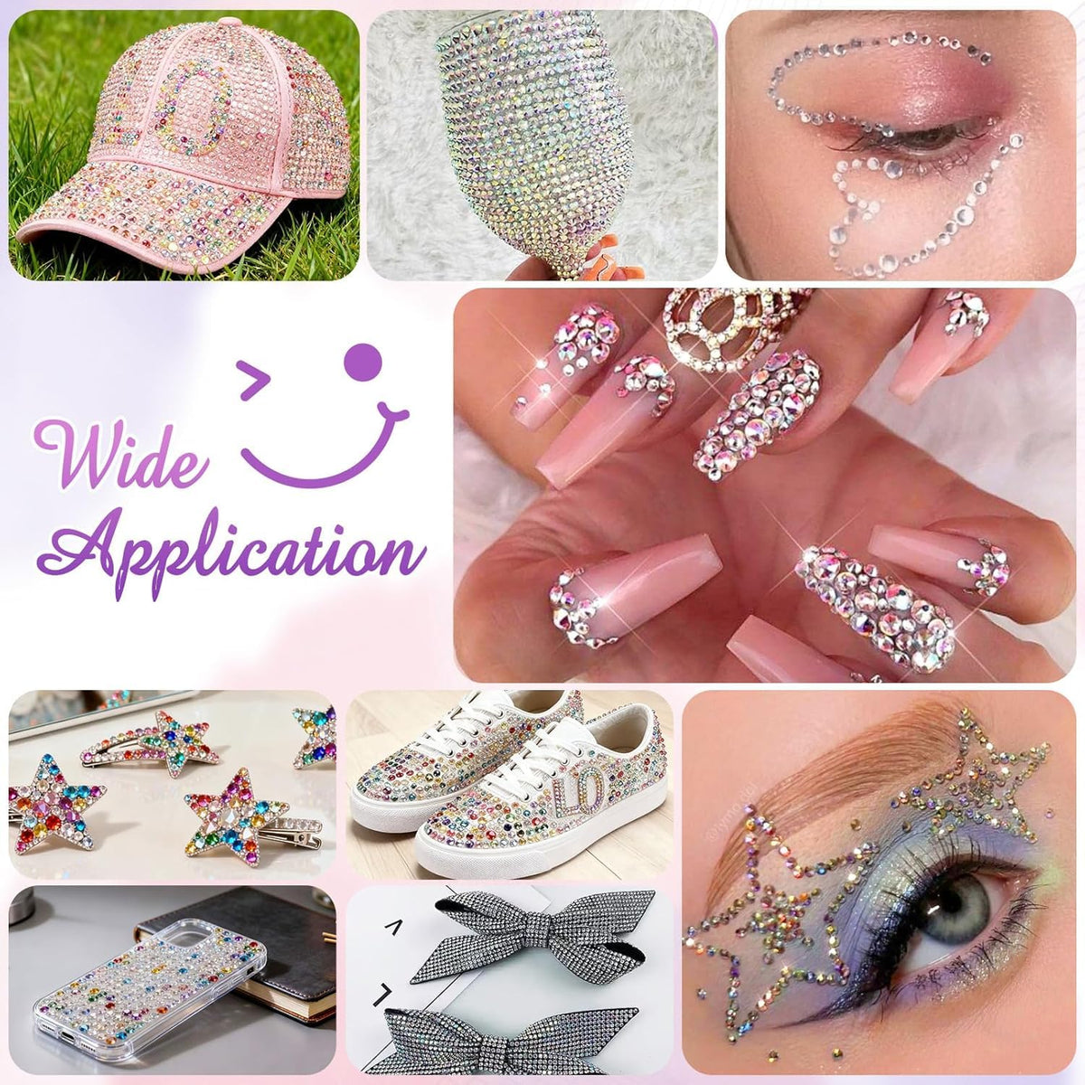 HRLbrc rhinestones adhered to fabric demonstrating decorative use