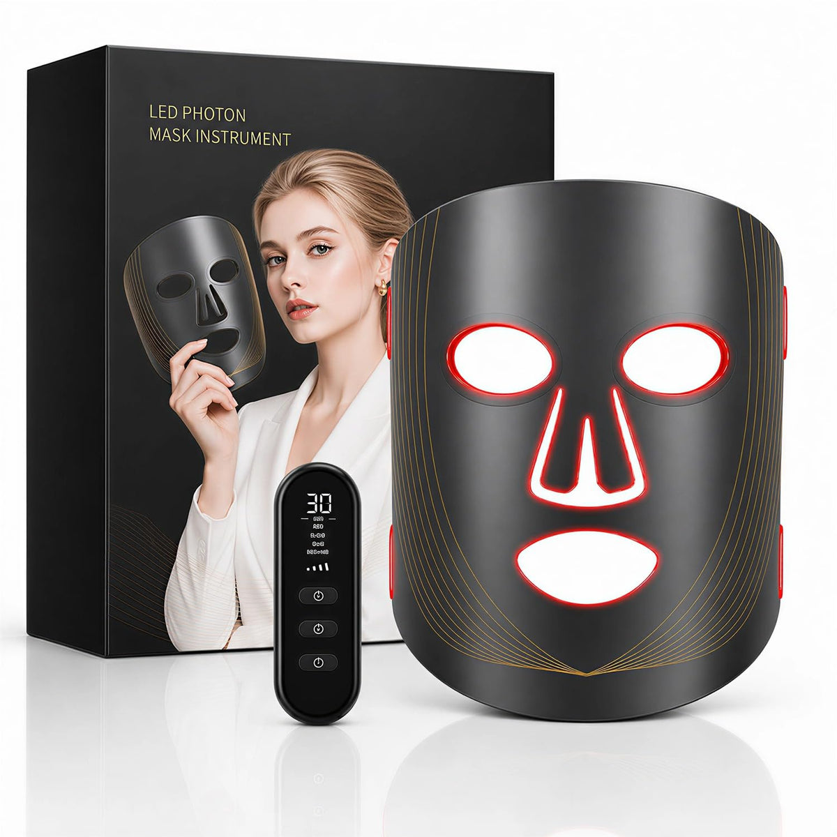 Hsaiiae front view of the LED mask showing full-face coverage and comfort